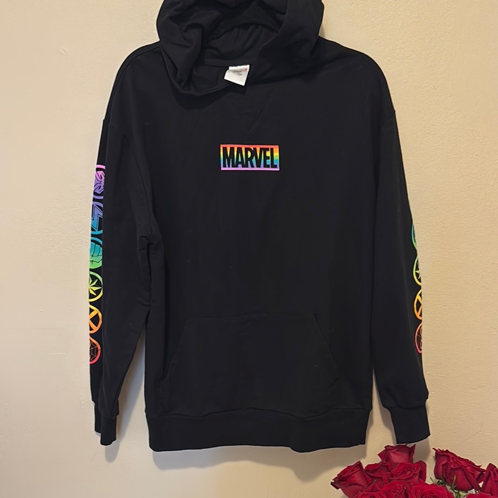 Marvel Black Sweater with Rainbow Accents - Picture 1 of 5
